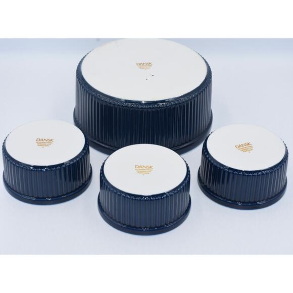 Dansk Bistro 4pc Christianshavn Blue Ribbed Ramekins & Soufflé Casserole Dish - Picture 6 of 8